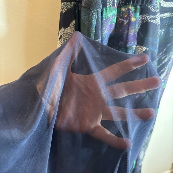 TIMO WEILAND Sz  8 Drop Waist Spaghetti Strap Sheer Skirt Panel Full Skirt Dress - Picture 6 of 10